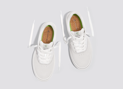 NAIOCA Stripe Suede and Canvas Smoke White