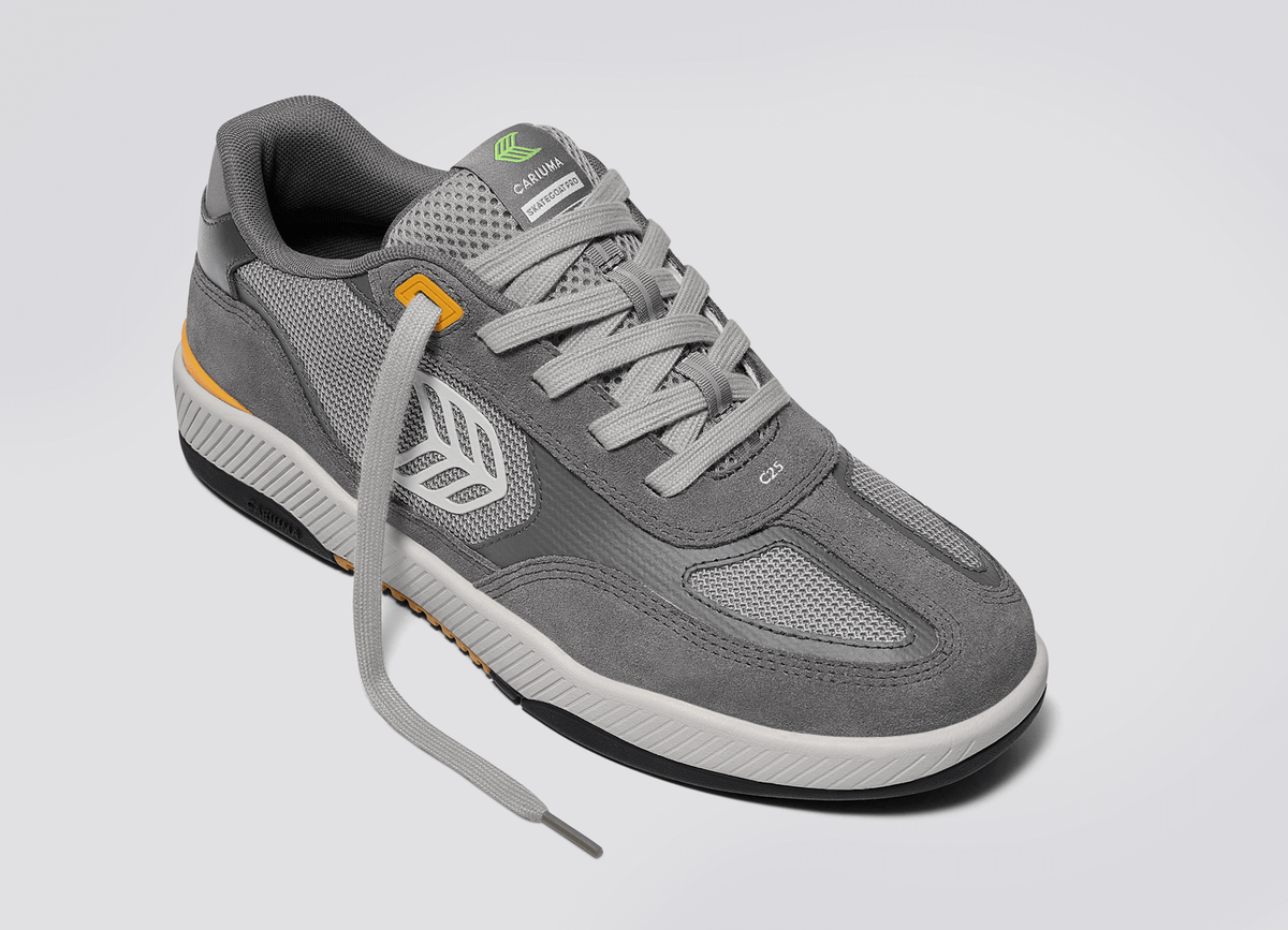 Skategoat C25 PRO Charcoal Grey Suede Light Grey Mesh Ice Logo Yellow Sneaker