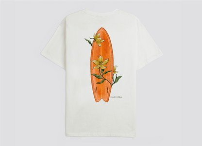 T-Shirt Off White Floral Surfboard